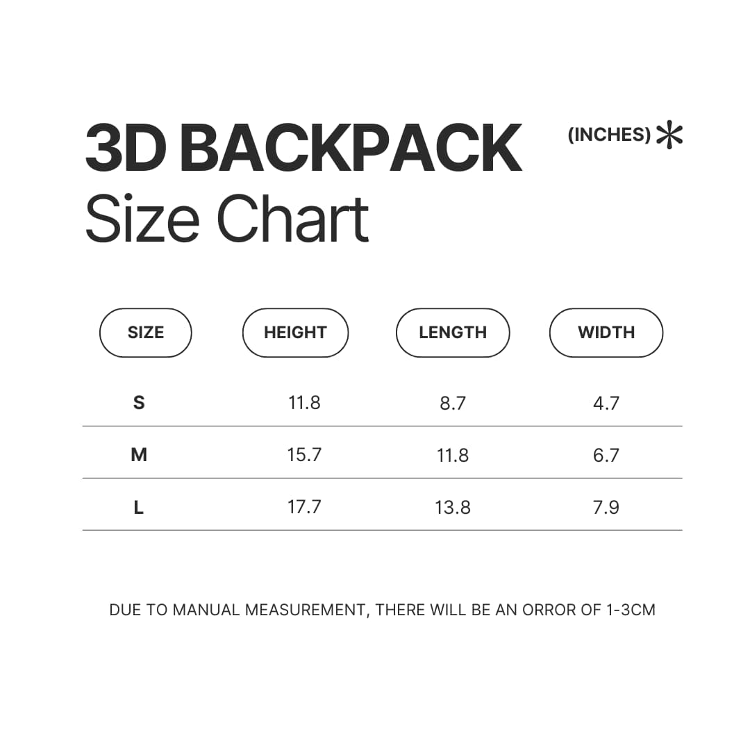 3D Backpack Size Chart - Lord of Mysteries Merch