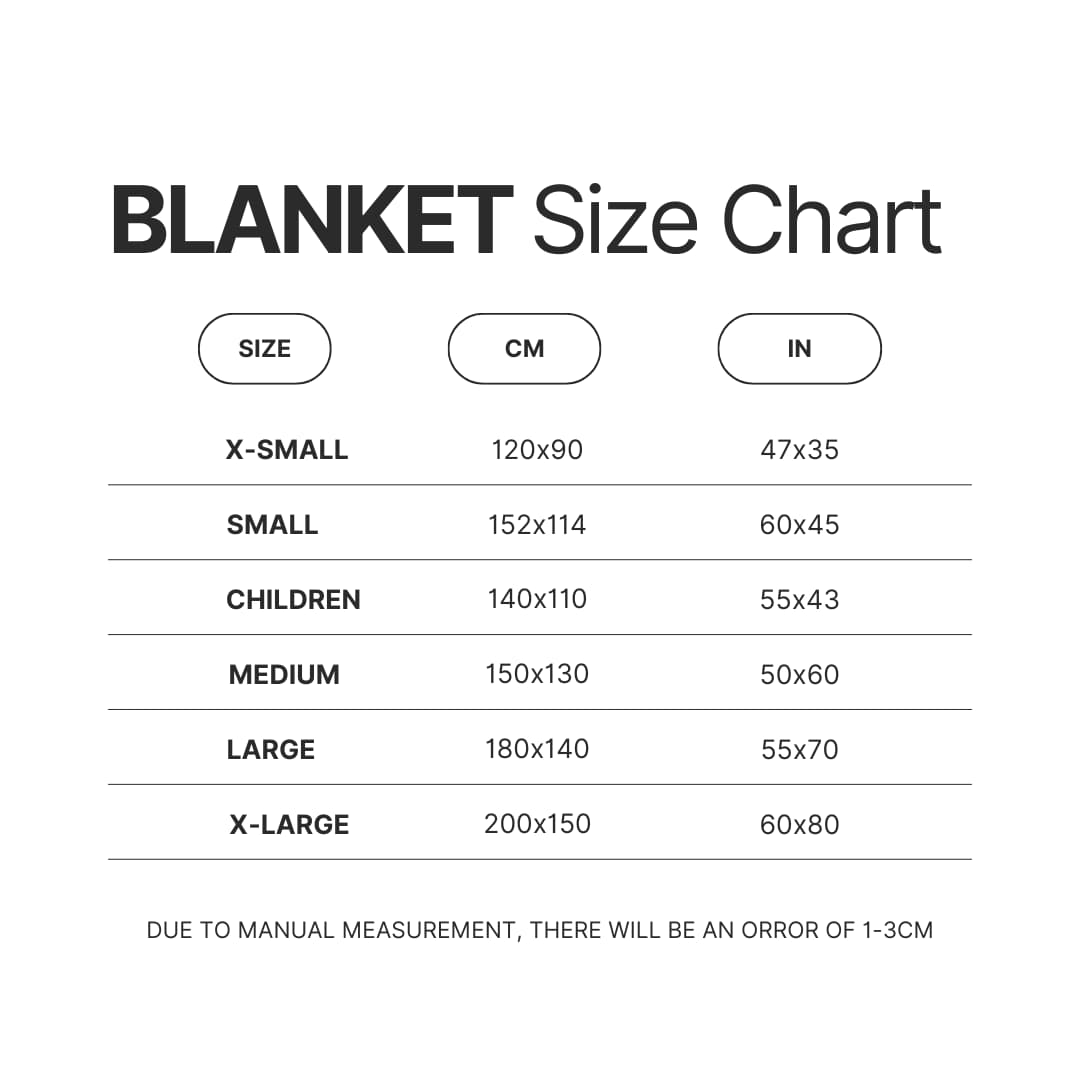Blanket Size Chart - Lord of Mysteries Merch
