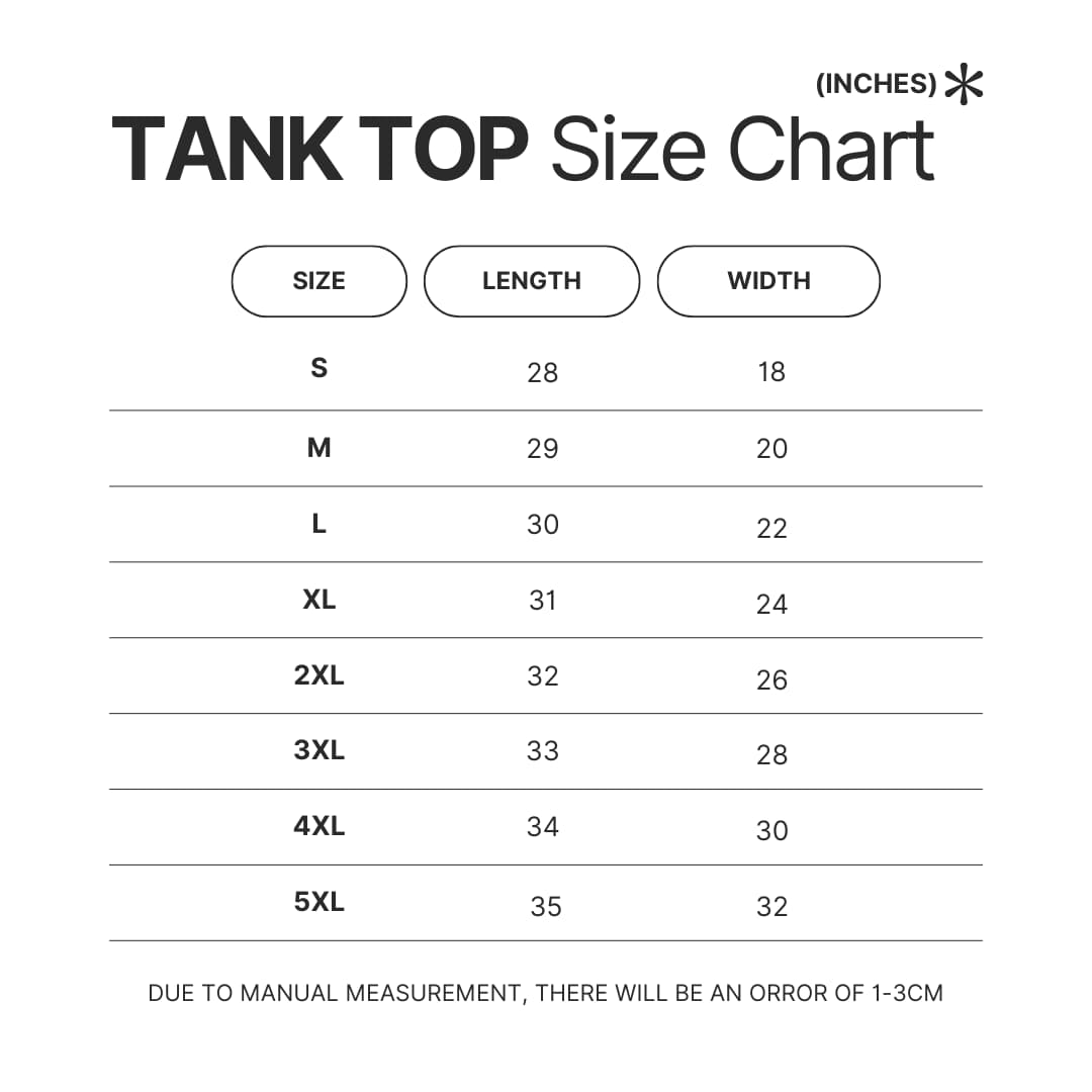 Tank Top Size Chart - Lord of Mysteries Merch