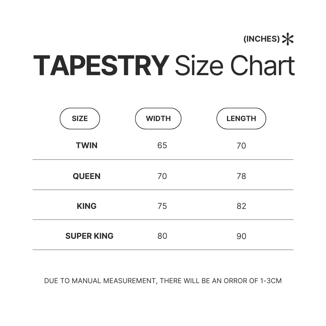 Tapestry Size Chart - Lord of Mysteries Merch